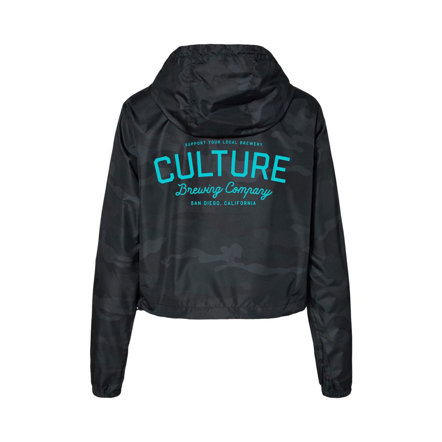 Culture Ladies Windbreaker Crop - Black/Camo